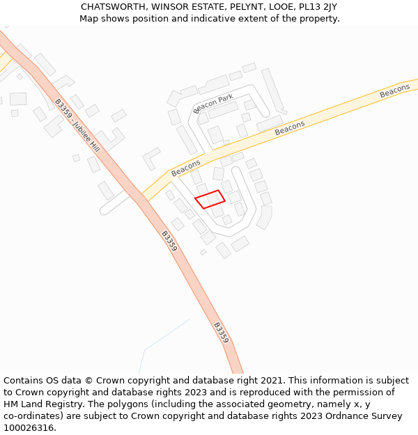 CHATSWORTH, WINSOR ESTATE, PELYNT, LOOE, PL13 2JY: Location map and indicative extent of plot