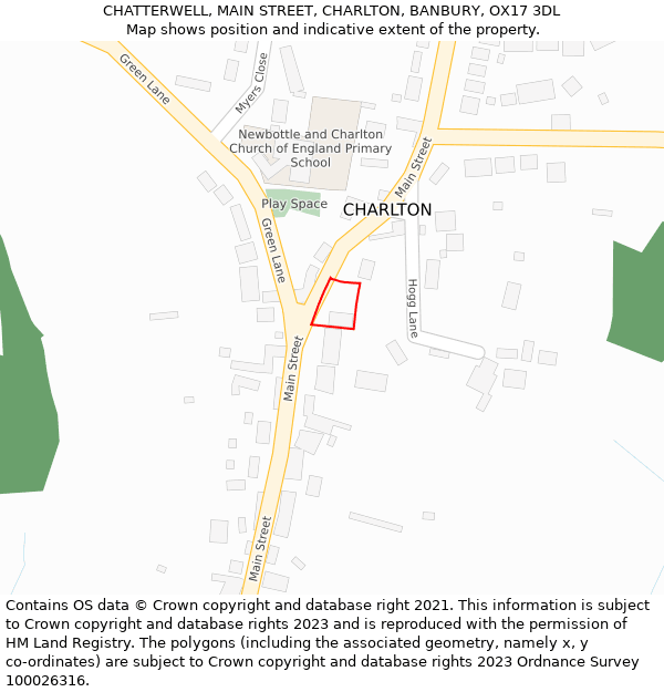 CHATTERWELL, MAIN STREET, CHARLTON, BANBURY, OX17 3DL: Location map and indicative extent of plot