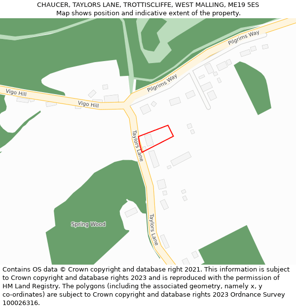 CHAUCER, TAYLORS LANE, TROTTISCLIFFE, WEST MALLING, ME19 5ES: Location map and indicative extent of plot