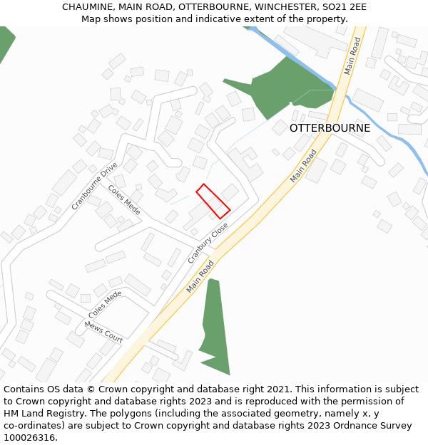 CHAUMINE, MAIN ROAD, OTTERBOURNE, WINCHESTER, SO21 2EE: Location map and indicative extent of plot
