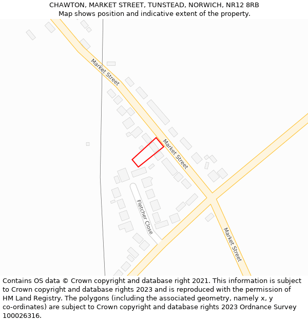 CHAWTON, MARKET STREET, TUNSTEAD, NORWICH, NR12 8RB: Location map and indicative extent of plot