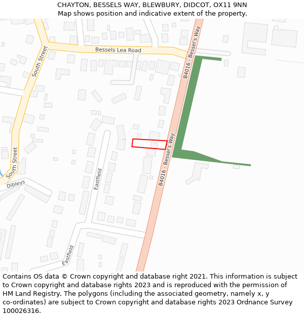 CHAYTON, BESSELS WAY, BLEWBURY, DIDCOT, OX11 9NN: Location map and indicative extent of plot