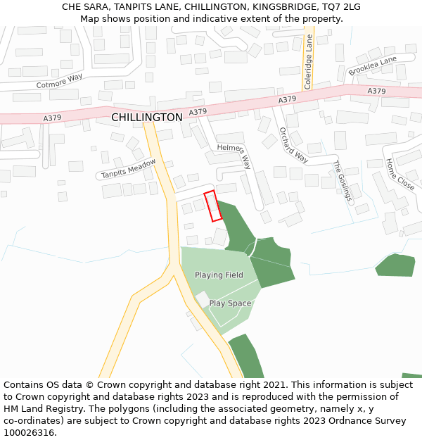 CHE SARA, TANPITS LANE, CHILLINGTON, KINGSBRIDGE, TQ7 2LG: Location map and indicative extent of plot