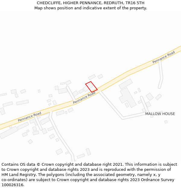 CHEDCLIFFE, HIGHER PENNANCE, REDRUTH, TR16 5TH: Location map and indicative extent of plot