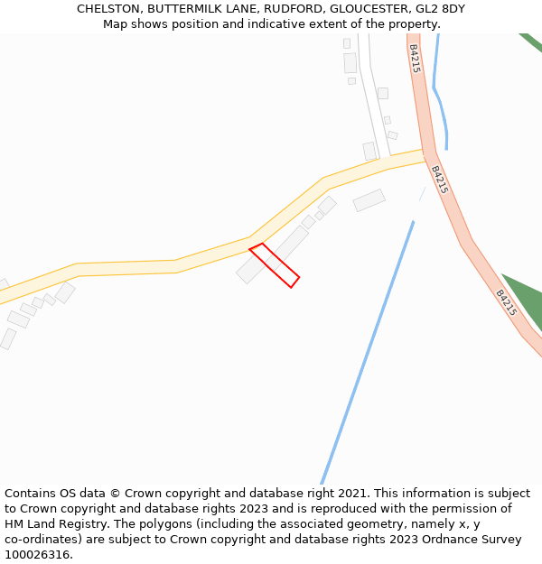 CHELSTON, BUTTERMILK LANE, RUDFORD, GLOUCESTER, GL2 8DY: Location map and indicative extent of plot