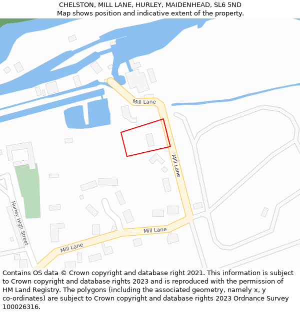 CHELSTON, MILL LANE, HURLEY, MAIDENHEAD, SL6 5ND: Location map and indicative extent of plot