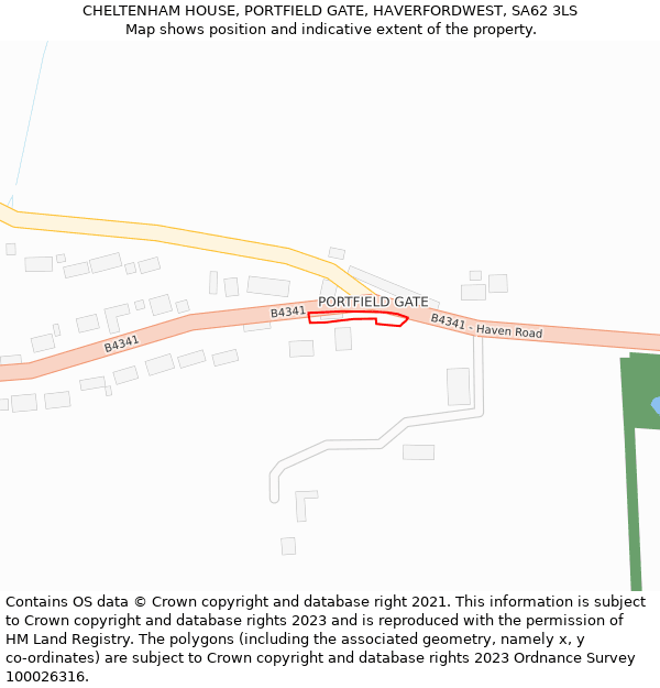 CHELTENHAM HOUSE, PORTFIELD GATE, HAVERFORDWEST, SA62 3LS: Location map and indicative extent of plot