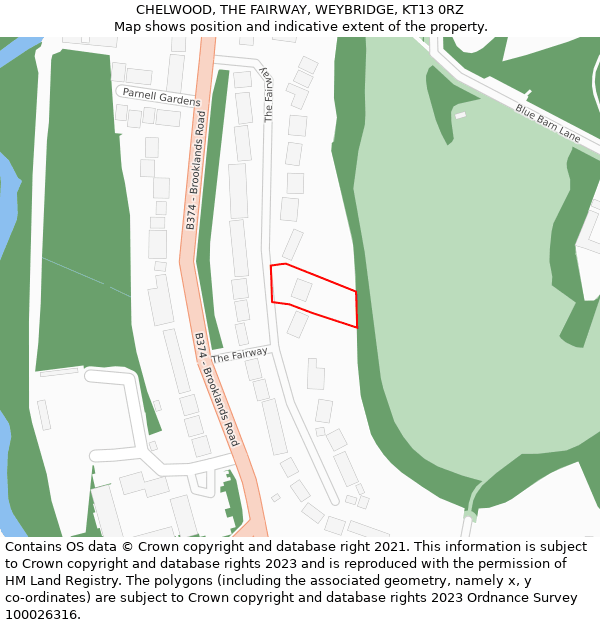 CHELWOOD, THE FAIRWAY, WEYBRIDGE, KT13 0RZ: Location map and indicative extent of plot