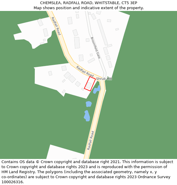 CHEMSLEA, RADFALL ROAD, WHITSTABLE, CT5 3EP: Location map and indicative extent of plot