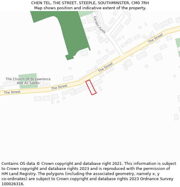 CHEN TEL, THE STREET, STEEPLE, SOUTHMINSTER, CM0 7RH: Location map and indicative extent of plot