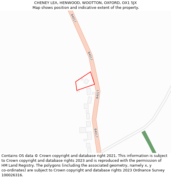 CHENEY LEA, HENWOOD, WOOTTON, OXFORD, OX1 5JX: Location map and indicative extent of plot