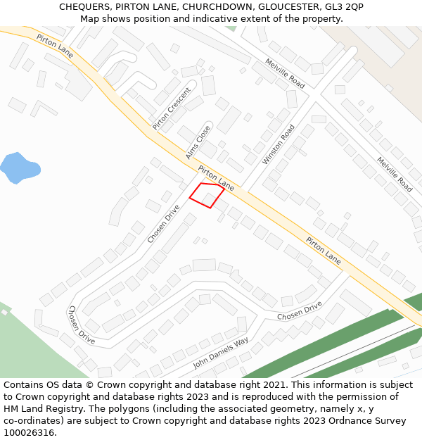 CHEQUERS, PIRTON LANE, CHURCHDOWN, GLOUCESTER, GL3 2QP: Location map and indicative extent of plot