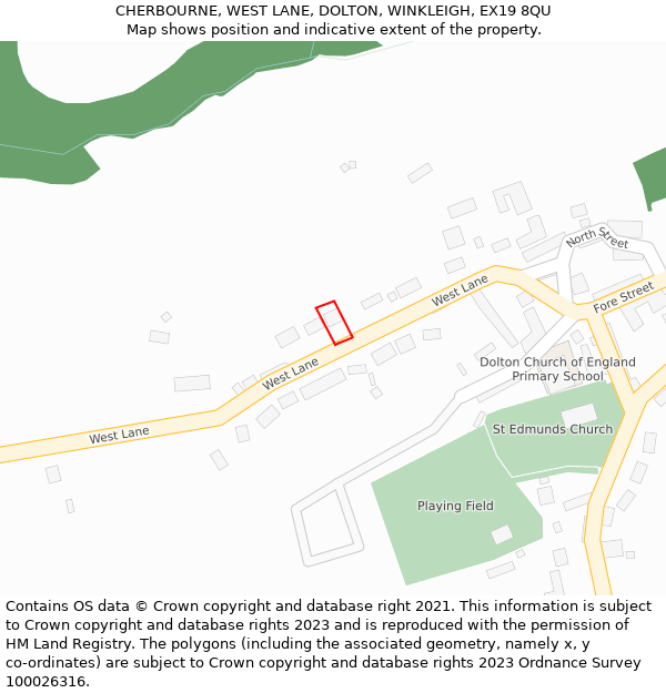 CHERBOURNE, WEST LANE, DOLTON, WINKLEIGH, EX19 8QU: Location map and indicative extent of plot