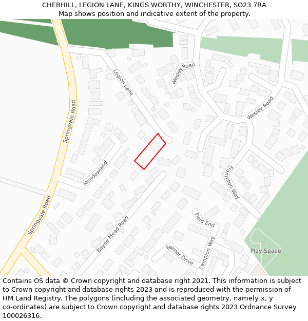 CHERHILL, LEGION LANE, KINGS WORTHY, WINCHESTER, SO23 7RA: Location map and indicative extent of plot
