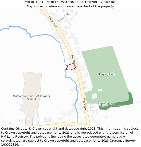 CHERITH, THE STREET, MOTCOMBE, SHAFTESBURY, SP7 9PE: Location map and indicative extent of plot
