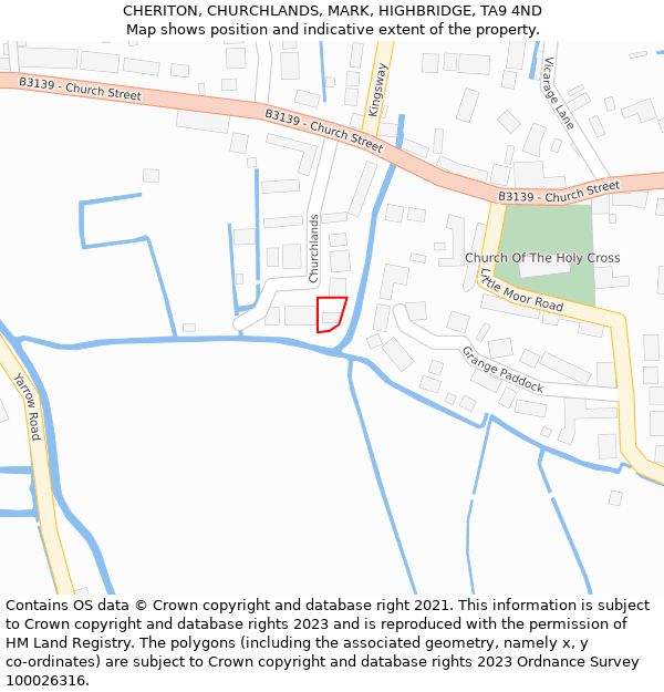 CHERITON, CHURCHLANDS, MARK, HIGHBRIDGE, TA9 4ND: Location map and indicative extent of plot