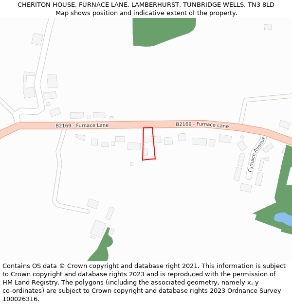 CHERITON HOUSE, FURNACE LANE, LAMBERHURST, TUNBRIDGE WELLS, TN3 8LD: Location map and indicative extent of plot