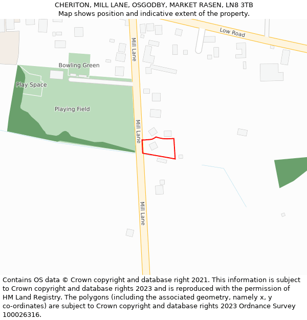 CHERITON, MILL LANE, OSGODBY, MARKET RASEN, LN8 3TB: Location map and indicative extent of plot