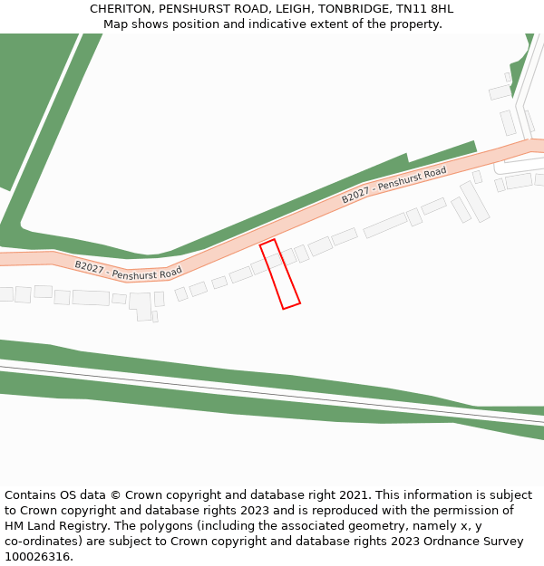 CHERITON, PENSHURST ROAD, LEIGH, TONBRIDGE, TN11 8HL: Location map and indicative extent of plot