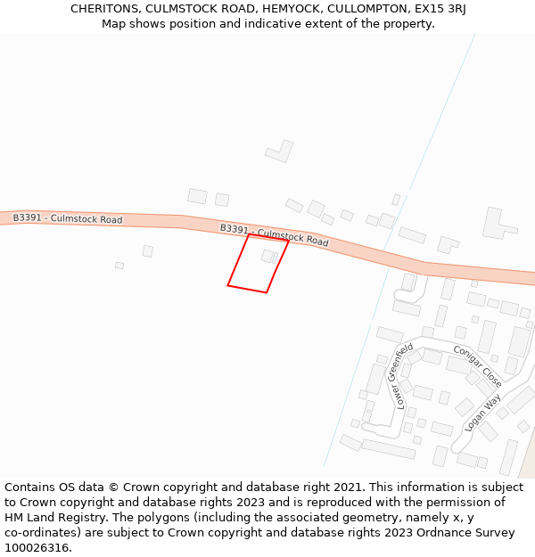 CHERITONS, CULMSTOCK ROAD, HEMYOCK, CULLOMPTON, EX15 3RJ: Location map and indicative extent of plot