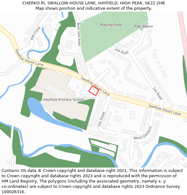 CHERKO RI, SWALLOW HOUSE LANE, HAYFIELD, HIGH PEAK, SK22 2HB: Location map and indicative extent of plot