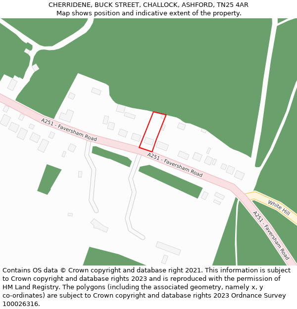 CHERRIDENE, BUCK STREET, CHALLOCK, ASHFORD, TN25 4AR: Location map and indicative extent of plot