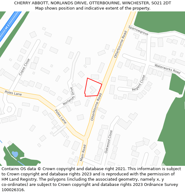 CHERRY ABBOTT, NORLANDS DRIVE, OTTERBOURNE, WINCHESTER, SO21 2DT: Location map and indicative extent of plot