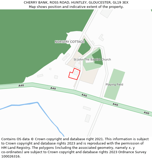 CHERRY BANK, ROSS ROAD, HUNTLEY, GLOUCESTER, GL19 3EX: Location map and indicative extent of plot