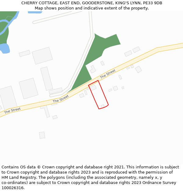 CHERRY COTTAGE, EAST END, GOODERSTONE, KING'S LYNN, PE33 9DB: Location map and indicative extent of plot