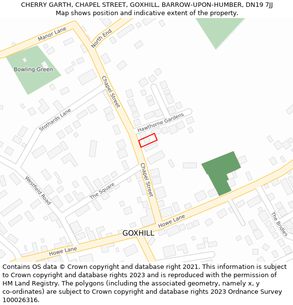CHERRY GARTH, CHAPEL STREET, GOXHILL, BARROW-UPON-HUMBER, DN19 7JJ: Location map and indicative extent of plot
