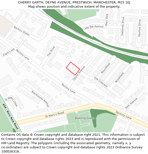 CHERRY GARTH, DEYNE AVENUE, PRESTWICH, MANCHESTER, M25 1EJ: Location map and indicative extent of plot