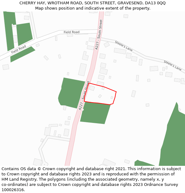 CHERRY HAY, WROTHAM ROAD, SOUTH STREET, GRAVESEND, DA13 0QQ: Location map and indicative extent of plot