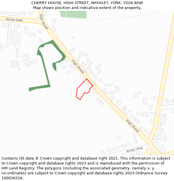 CHERRY HOUSE, HIGH STREET, WHIXLEY, YORK, YO26 8AW: Location map and indicative extent of plot