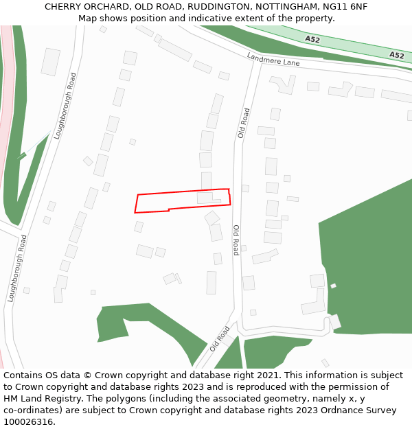 CHERRY ORCHARD, OLD ROAD, RUDDINGTON, NOTTINGHAM, NG11 6NF: Location map and indicative extent of plot