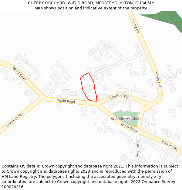 CHERRY ORCHARD, WIELD ROAD, MEDSTEAD, ALTON, GU34 5LY: Location map and indicative extent of plot
