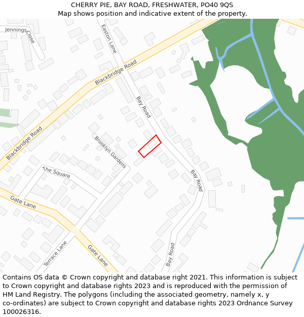CHERRY PIE, BAY ROAD, FRESHWATER, PO40 9QS: Location map and indicative extent of plot