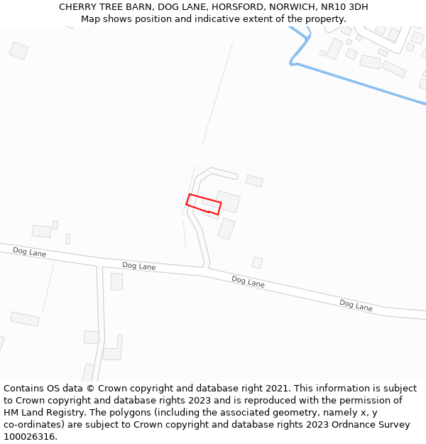 CHERRY TREE BARN, DOG LANE, HORSFORD, NORWICH, NR10 3DH: Location map and indicative extent of plot