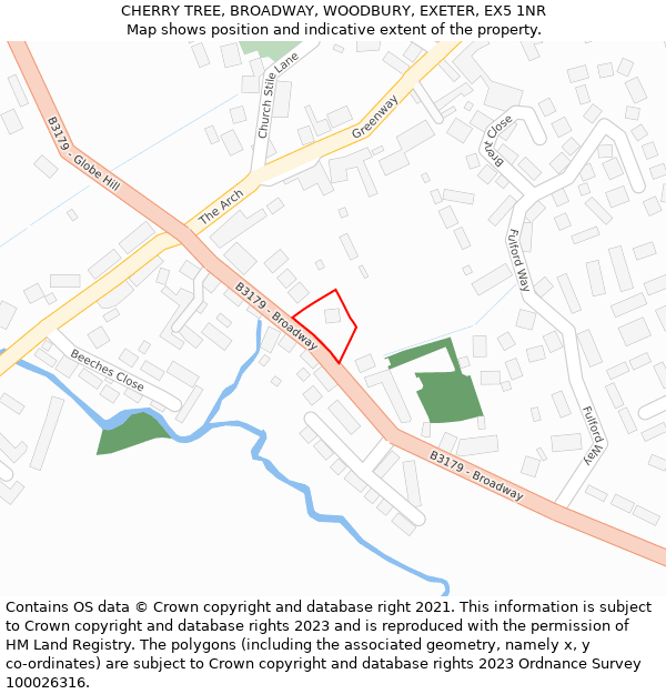 CHERRY TREE, BROADWAY, WOODBURY, EXETER, EX5 1NR: Location map and indicative extent of plot