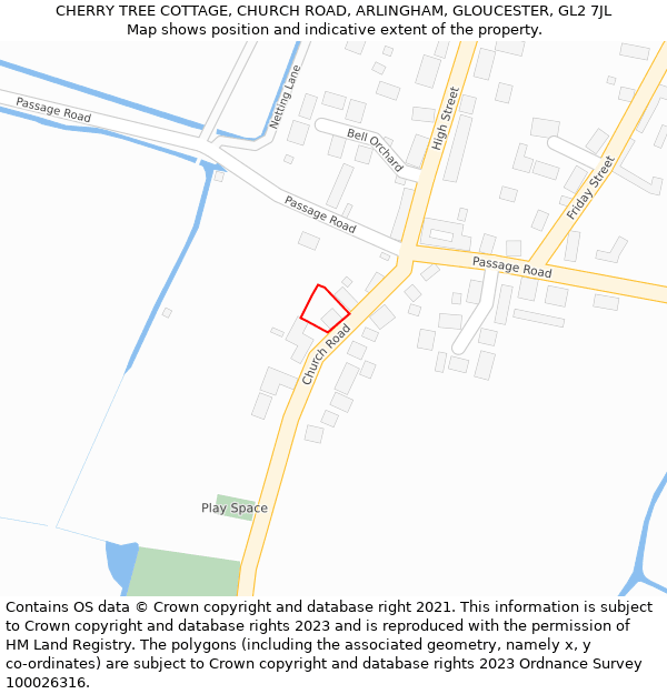 CHERRY TREE COTTAGE, CHURCH ROAD, ARLINGHAM, GLOUCESTER, GL2 7JL: Location map and indicative extent of plot