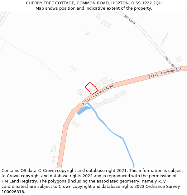 CHERRY TREE COTTAGE, COMMON ROAD, HOPTON, DISS, IP22 2QU: Location map and indicative extent of plot