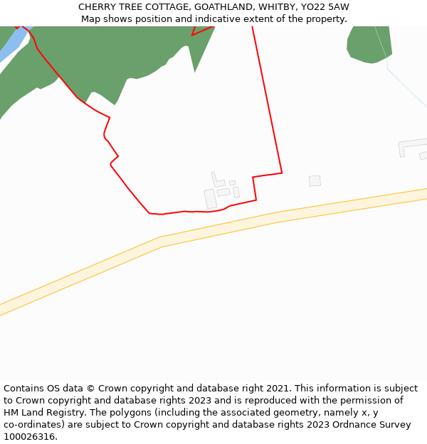 CHERRY TREE COTTAGE, GOATHLAND, WHITBY, YO22 5AW: Location map and indicative extent of plot