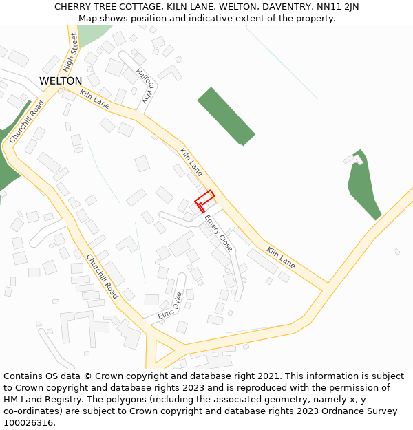 CHERRY TREE COTTAGE, KILN LANE, WELTON, DAVENTRY, NN11 2JN: Location map and indicative extent of plot