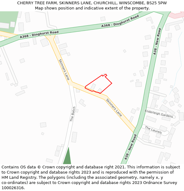 CHERRY TREE FARM, SKINNERS LANE, CHURCHILL, WINSCOMBE, BS25 5PW: Location map and indicative extent of plot