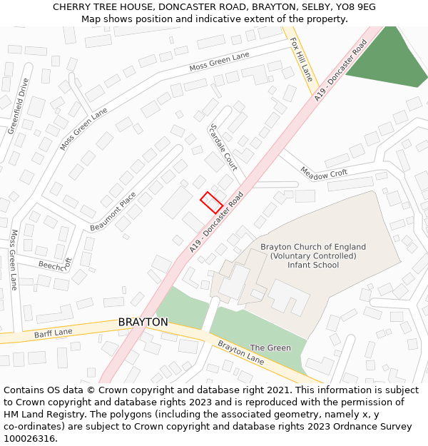 CHERRY TREE HOUSE, DONCASTER ROAD, BRAYTON, SELBY, YO8 9EG: Location map and indicative extent of plot