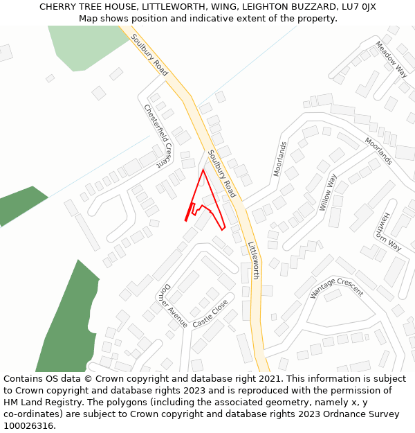 CHERRY TREE HOUSE, LITTLEWORTH, WING, LEIGHTON BUZZARD, LU7 0JX: Location map and indicative extent of plot