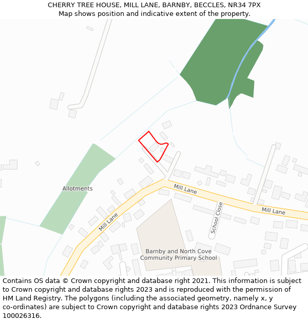 CHERRY TREE HOUSE, MILL LANE, BARNBY, BECCLES, NR34 7PX: Location map and indicative extent of plot