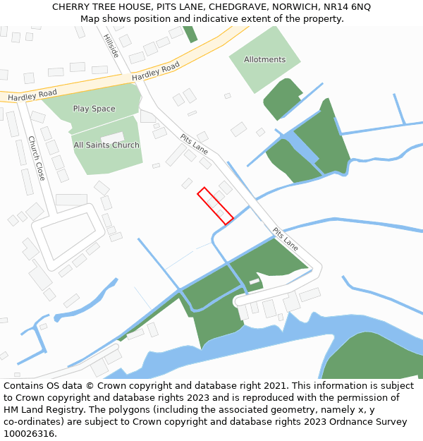 CHERRY TREE HOUSE, PITS LANE, CHEDGRAVE, NORWICH, NR14 6NQ: Location map and indicative extent of plot