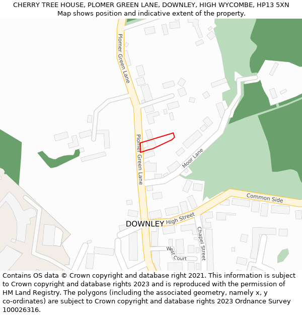 CHERRY TREE HOUSE, PLOMER GREEN LANE, DOWNLEY, HIGH WYCOMBE, HP13 5XN: Location map and indicative extent of plot