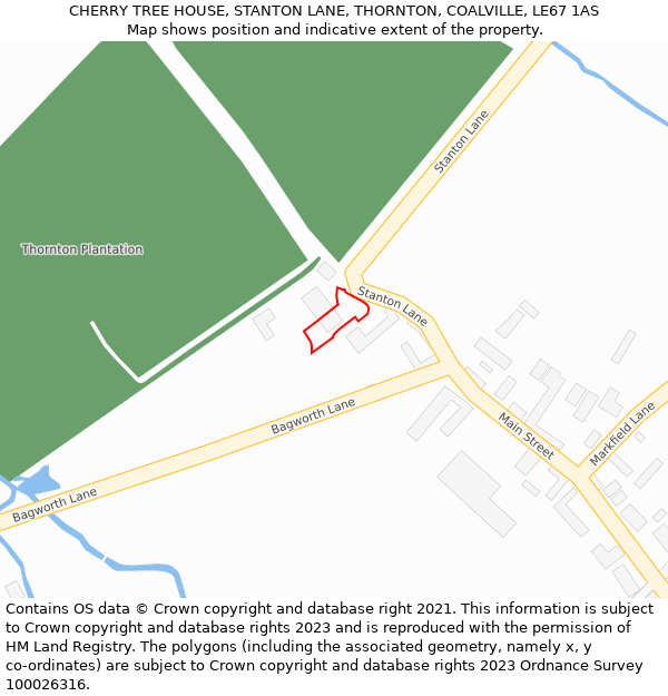 CHERRY TREE HOUSE, STANTON LANE, THORNTON, COALVILLE, LE67 1AS: Location map and indicative extent of plot