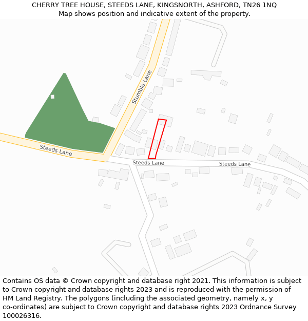 CHERRY TREE HOUSE, STEEDS LANE, KINGSNORTH, ASHFORD, TN26 1NQ: Location map and indicative extent of plot